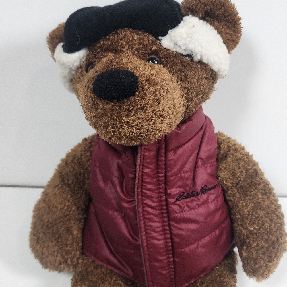 Eddie Bauer Brown Bear with Burgundy Vest